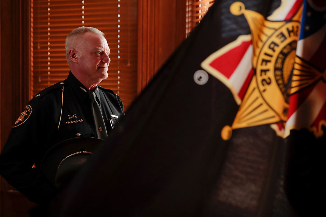 Portrait - 3rd placeMadison County Sheriff James Sabin poses for a portrait at the Madison County Sheriff's Office in London, Ohio. Sheriff Sabin retired after a 37-year career with the sheriff's department.(Joshua A. Bickel / The Columbus Dispatch)